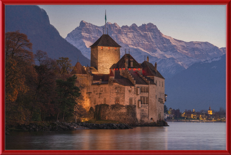 Château de Chillon and Dents du Midi at Nightfall - Great Pictures Framed