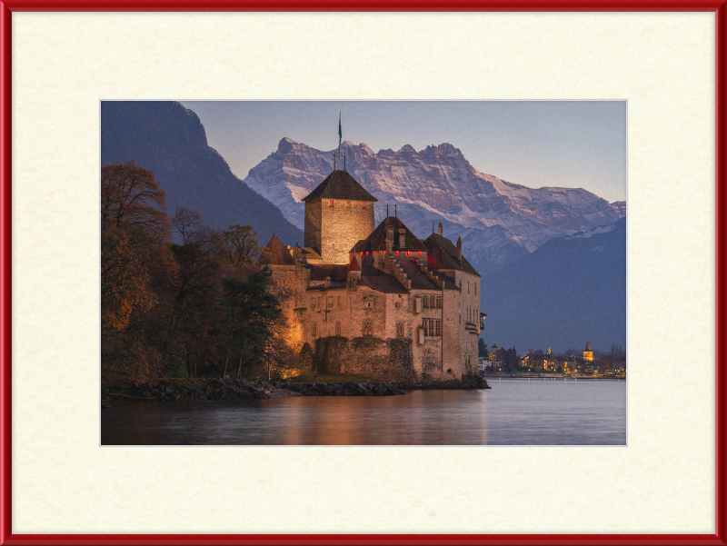 Château de Chillon and Dents du Midi at Nightfall - Great Pictures Framed