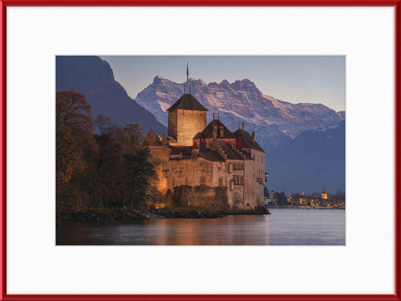 Château de Chillon and Dents du Midi at Nightfall - Great Pictures Framed