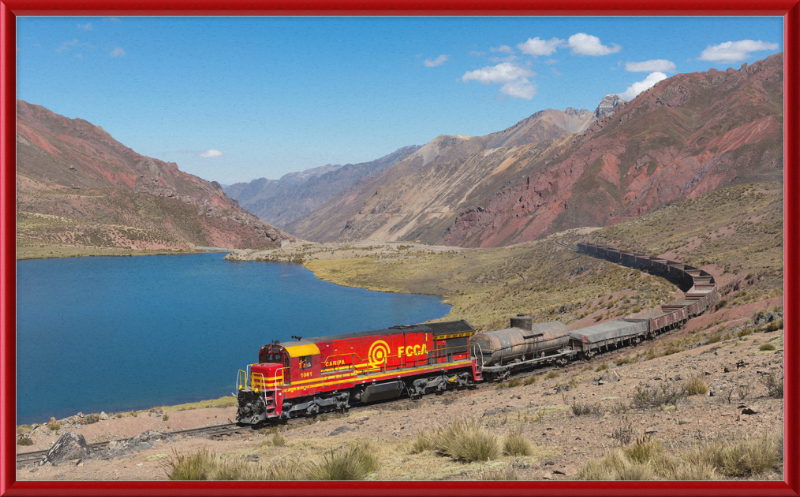 A Train and the Mountainous Terrain of Chinchan - Great Pictures Framed