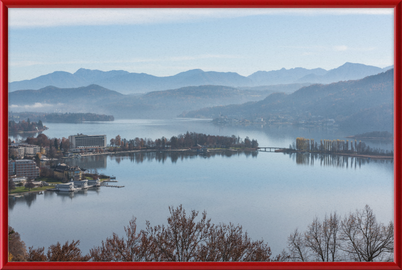 Pörtschach Gloriette-Blick auf Wörther See und Blumeninsel - Great Pictures Framed