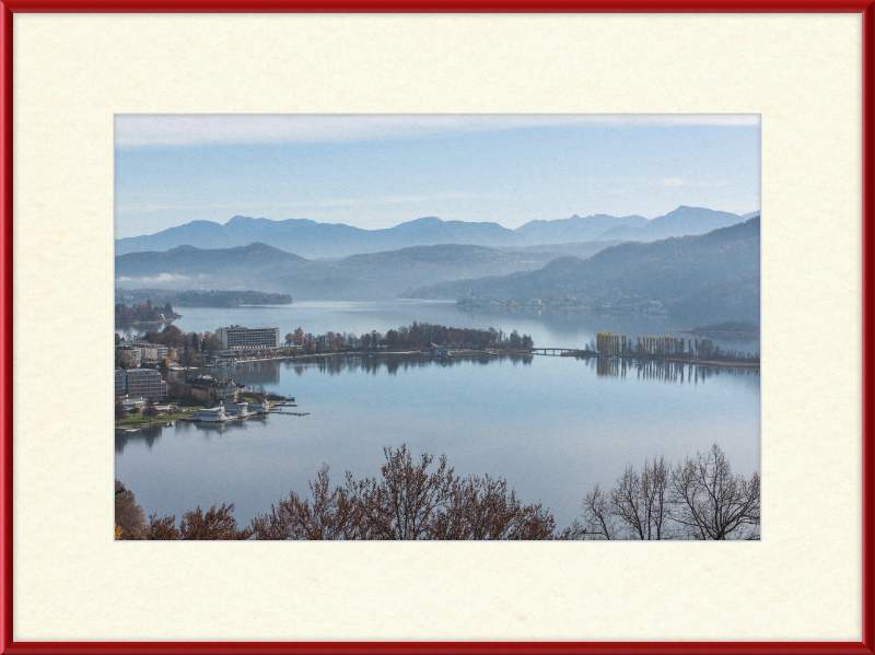Pörtschach Gloriette-Blick auf Wörther See und Blumeninsel - Great Pictures Framed