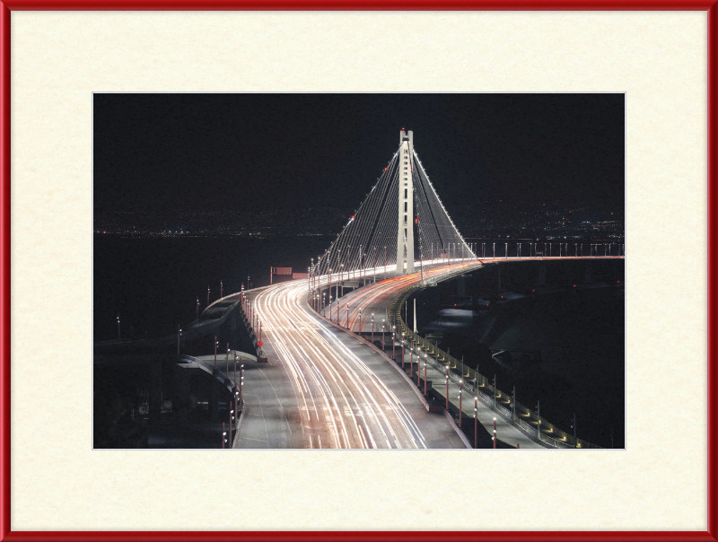 Eastern Span of the San Francisco Oakland Bay Bridge at Night - Great Pictures Framed