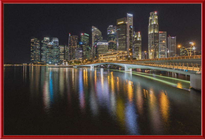 Skyline of Singapore with Esplanade Bridge - Great Pictures Framed