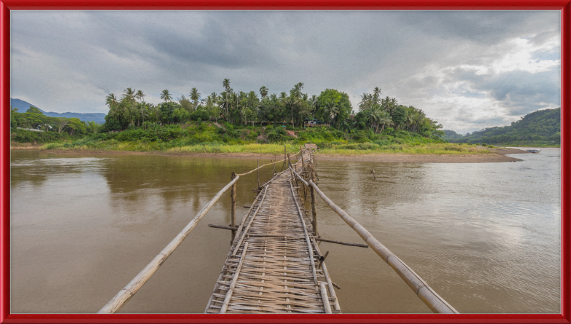 Temporary Wooden Footbridge Leading to the City of Luang Prabang - Great Pictures Framed
