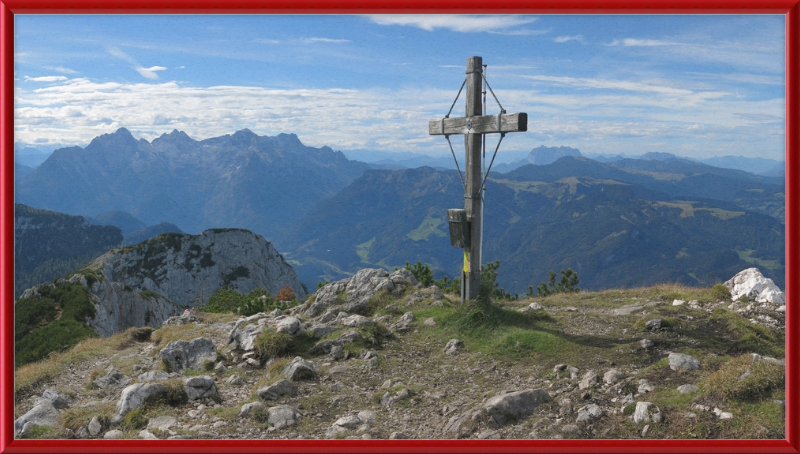 Summit Cross of Großer Weitschartenkopf - Great Pictures Framed