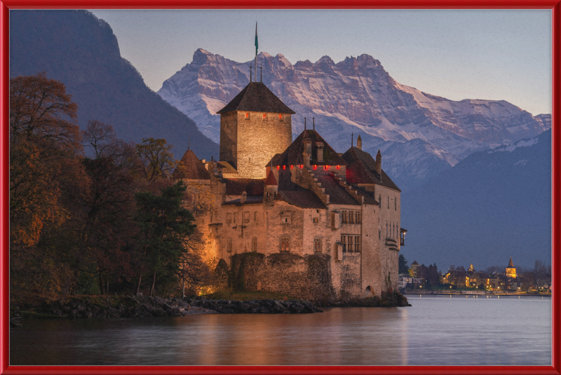 Château de Chillon and Dents du Midi at Nightfall - Great Pictures Framed