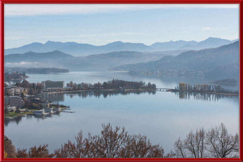 Pörtschach Gloriette-Blick auf Wörther See und Blumeninsel - Great Pictures Framed