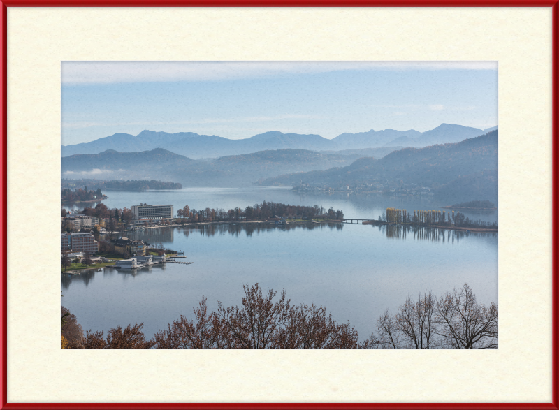 Pörtschach Gloriette-Blick auf Wörther See und Blumeninsel - Great Pictures Framed