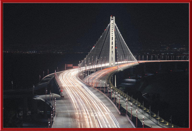 Eastern Span of the San Francisco Oakland Bay Bridge at Night - Great Pictures Framed