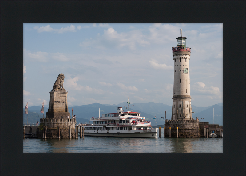 Lindau Harbor Lake Constance MS Schwaben - Great Pictures Framed