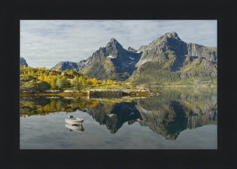 Boat with Mountains at Digermulen, Hinnøya, Norway - Great Pictures Framed