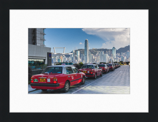 Red Taxis on the Kowloon Waterfront - Great Pictures Framed