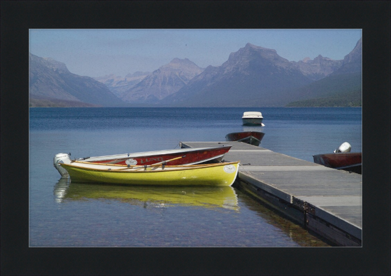 Boats on Lake McDonald's Shores - Great Pictures Framed