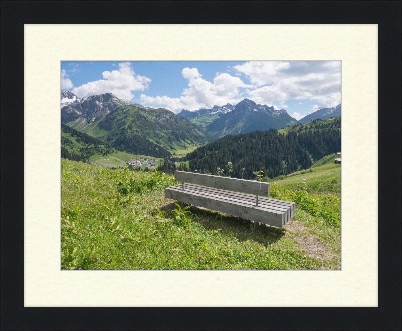 Lech - Bürstegg - Sitzbank - Great Pictures Framed