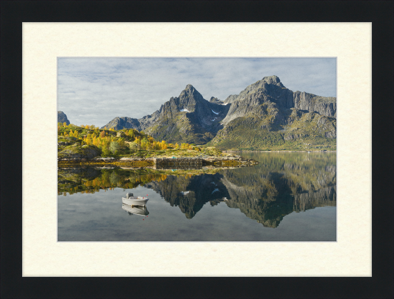 Boat with Mountains at Digermulen, Hinnøya, Norway - Great Pictures Framed