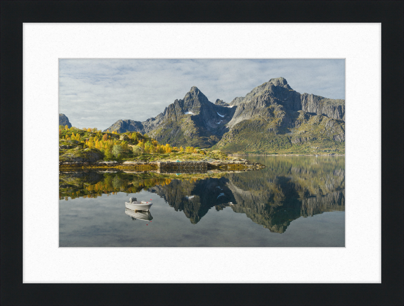 Boat with Mountains at Digermulen, Hinnøya, Norway - Great Pictures Framed