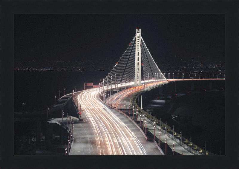 Eastern Span of the San Francisco Oakland Bay Bridge at Night - Great Pictures Framed