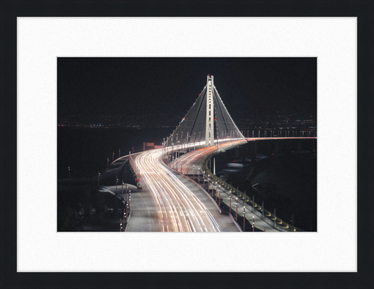 Eastern Span of the San Francisco Oakland Bay Bridge at Night - Great Pictures Framed