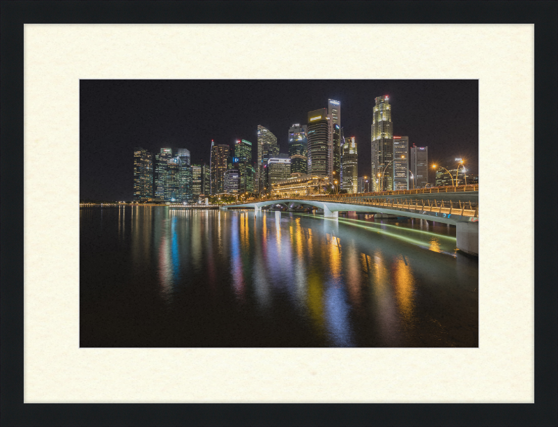 Skyline of Singapore with Esplanade Bridge - Great Pictures Framed