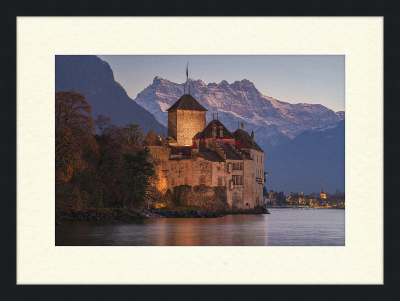 Château de Chillon and Dents du Midi at Nightfall - Great Pictures Framed