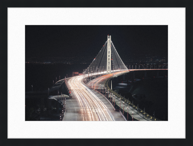 Eastern Span of the San Francisco Oakland Bay Bridge at Night - Great Pictures Framed