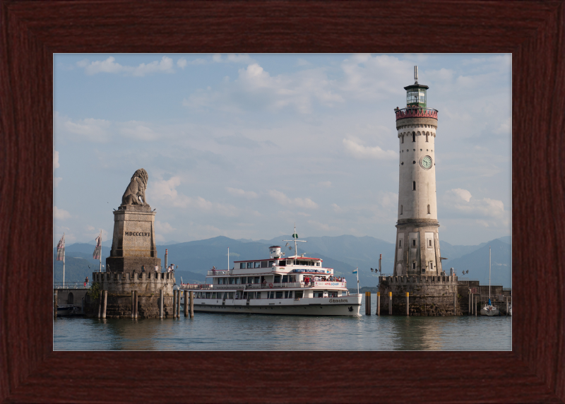 Lindau Harbor Lake Constance MS Schwaben - Great Pictures Framed