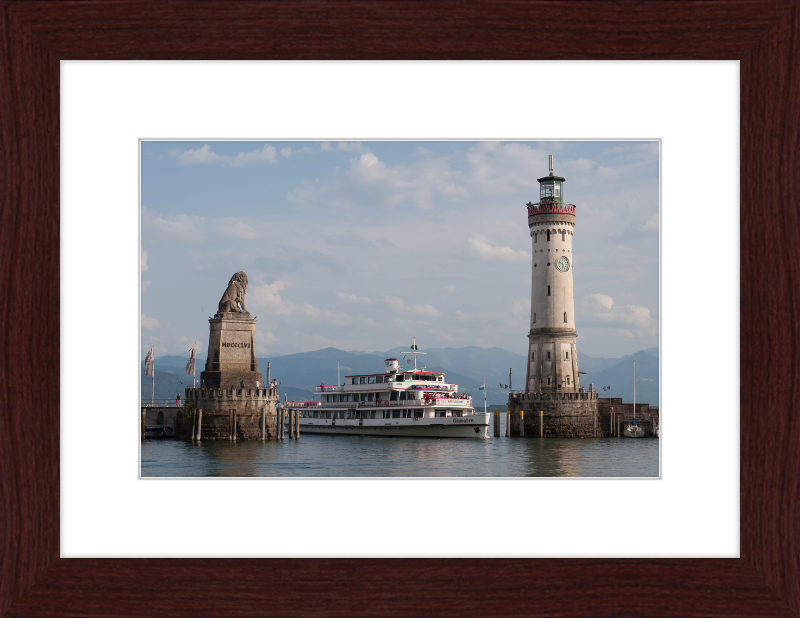 Lindau Harbor Lake Constance MS Schwaben - Great Pictures Framed