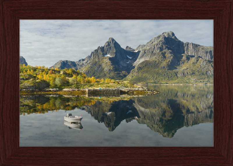 Boat with Mountains at Digermulen, Hinnøya, Norway - Great Pictures Framed