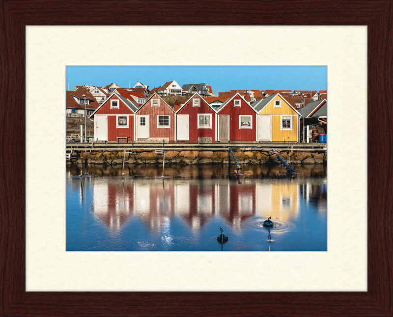 Fishing Huts Reflected in the Ice at Fisketången, Kungshamn - Great Pictures Framed