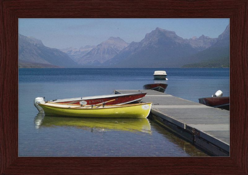 Boats on Lake McDonald's Shores - Great Pictures Framed
