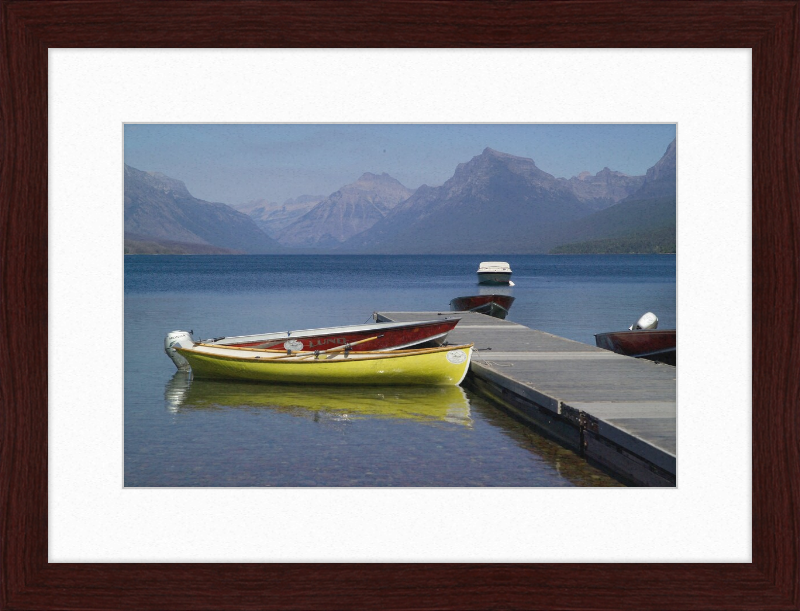 Boats on Lake McDonald's Shores - Great Pictures Framed