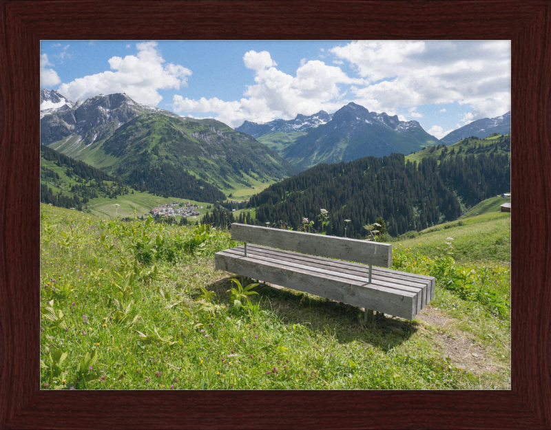 Lech - Bürstegg - Sitzbank - Great Pictures Framed
