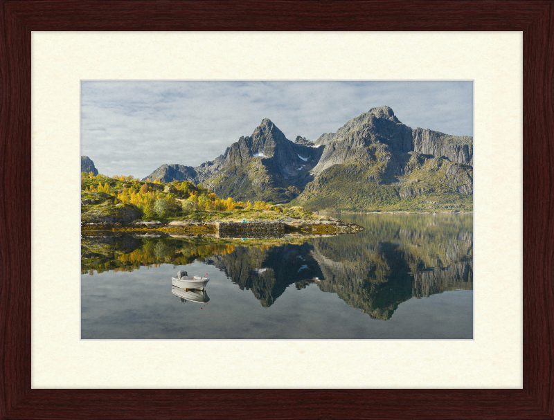 Boat with Mountains at Digermulen, Hinnøya, Norway - Great Pictures Framed