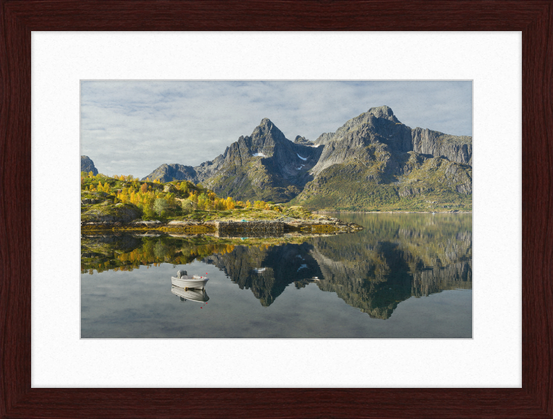 Boat with Mountains at Digermulen, Hinnøya, Norway - Great Pictures Framed