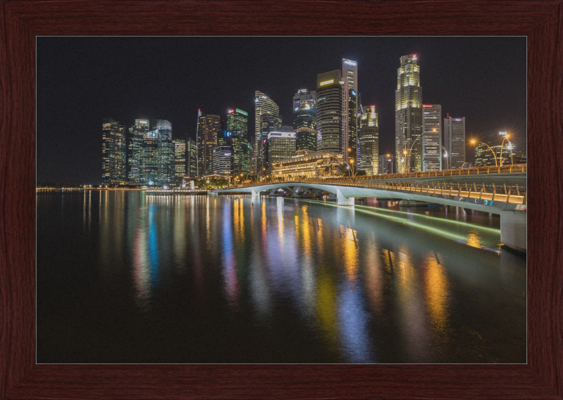 Skyline of Singapore with Esplanade Bridge - Great Pictures Framed
