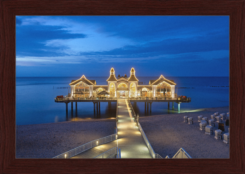 Seebrücke Sellin in the Evening - Great Pictures Framed