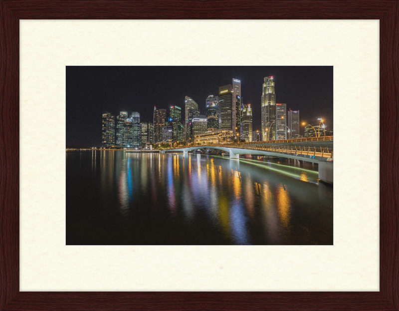 Skyline of Singapore with Esplanade Bridge - Great Pictures Framed