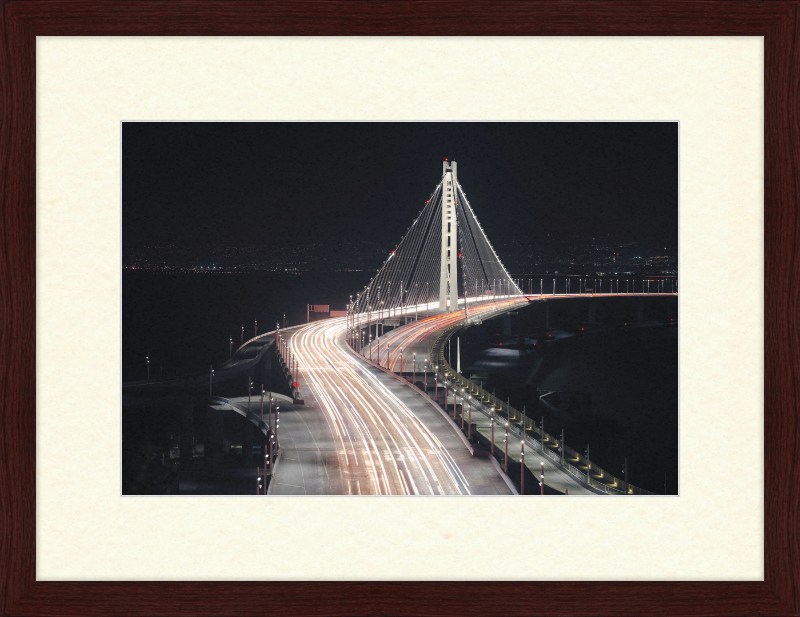 Eastern Span of the San Francisco Oakland Bay Bridge at Night - Great Pictures Framed