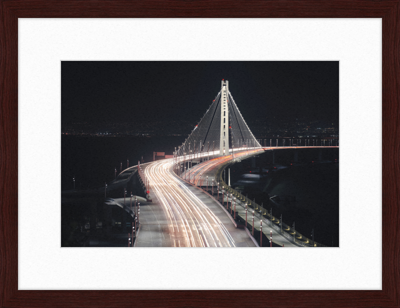Eastern Span of the San Francisco Oakland Bay Bridge at Night - Great Pictures Framed