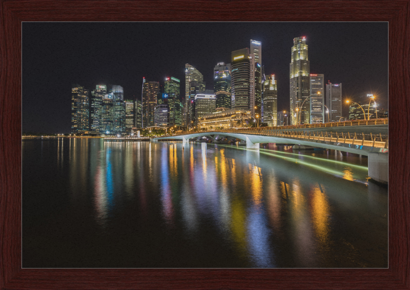 Skyline of Singapore with Esplanade Bridge - Great Pictures Framed
