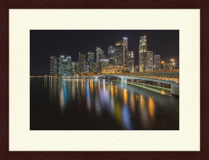 Skyline of Singapore with Esplanade Bridge - Great Pictures Framed