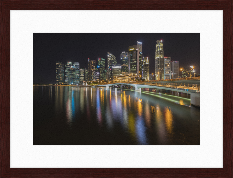 Skyline of Singapore with Esplanade Bridge - Great Pictures Framed