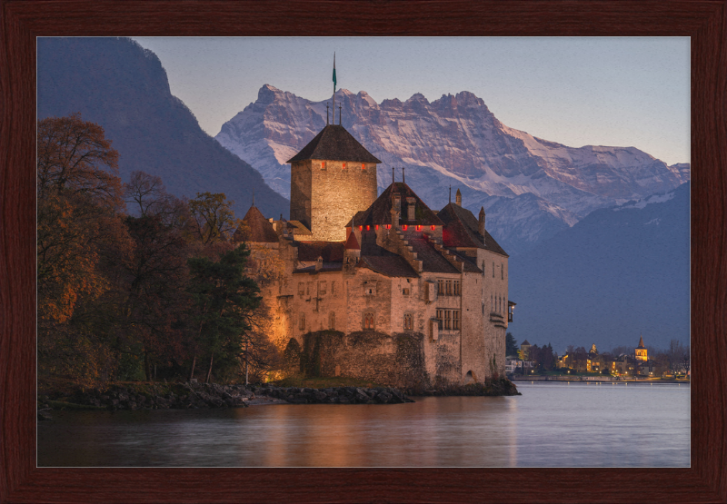 Château de Chillon and Dents du Midi at Nightfall - Great Pictures Framed