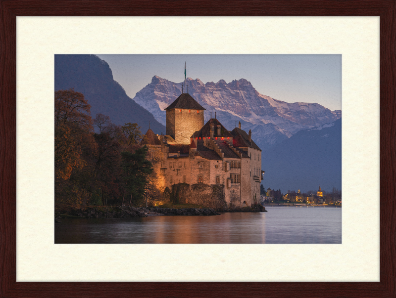 Château de Chillon and Dents du Midi at Nightfall - Great Pictures Framed