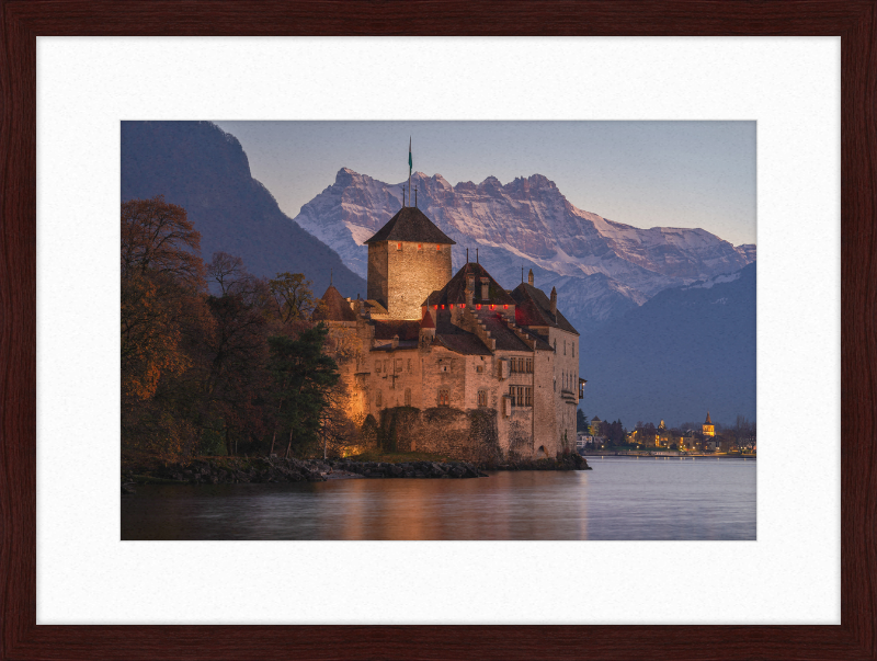 Château de Chillon and Dents du Midi at Nightfall - Great Pictures Framed