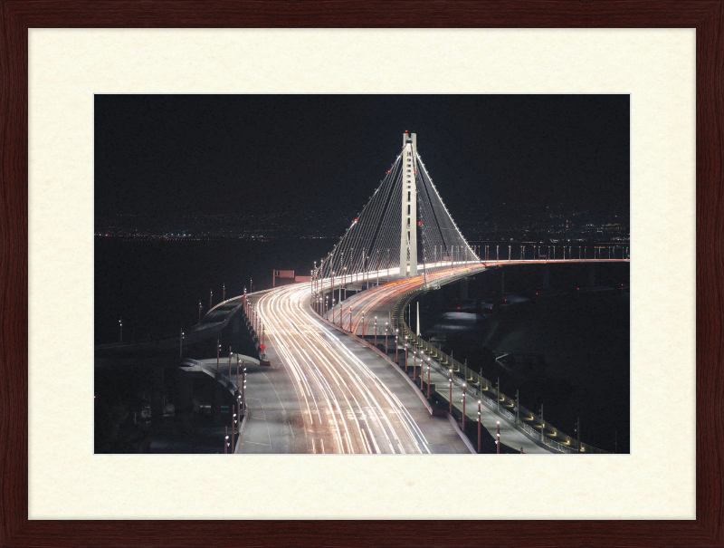 Eastern Span of the San Francisco Oakland Bay Bridge at Night - Great Pictures Framed