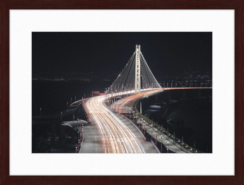 Eastern Span of the San Francisco Oakland Bay Bridge at Night - Great Pictures Framed