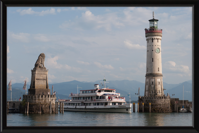 Lindau Harbor Lake Constance MS Schwaben - Great Pictures Framed