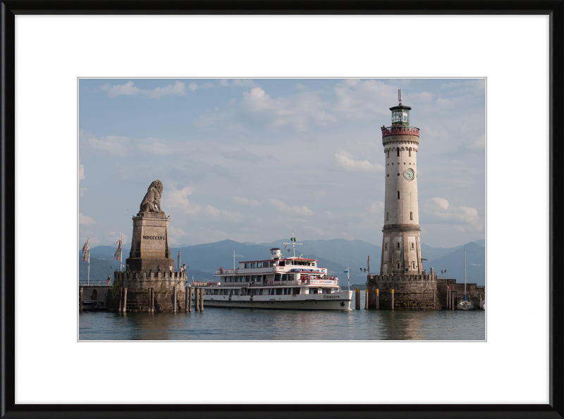 Lindau Harbor Lake Constance MS Schwaben - Great Pictures Framed